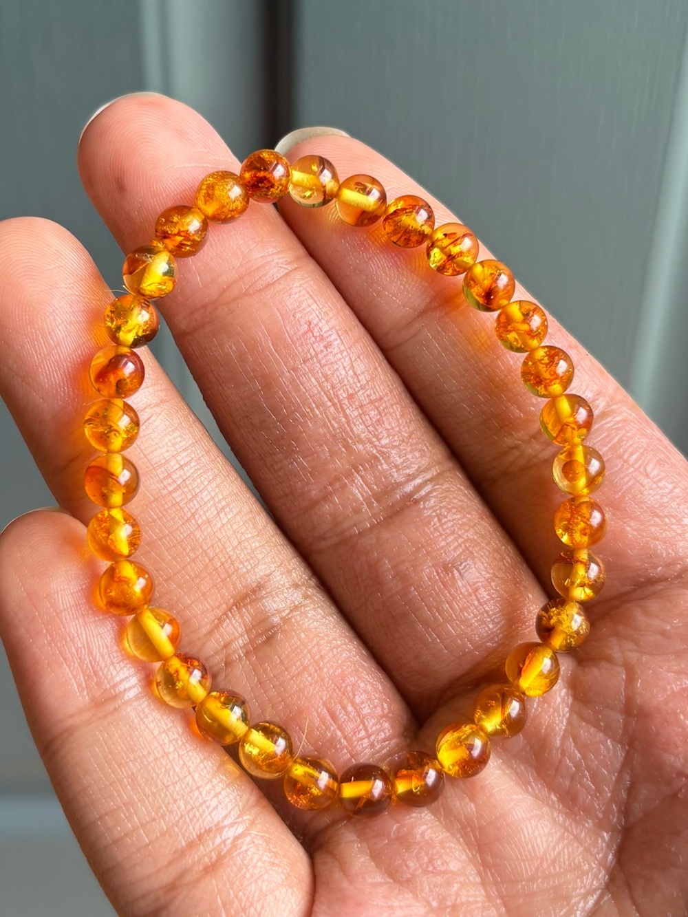 Flower Amber Crystal Bracelet 6mm